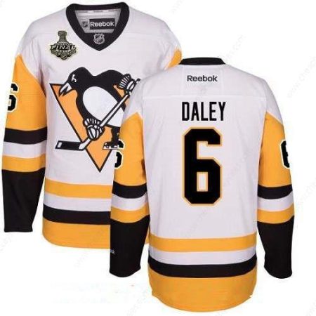 Men’s Pittsburgh Penguins #6 Trevor Daley White Third 2017 Stanley Cup Finals Patch Stitched NHL Reebok Hockey Jersey