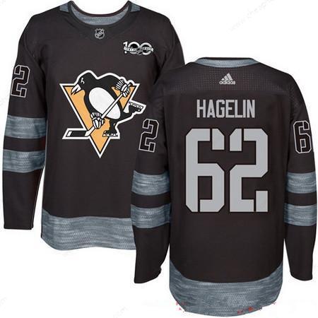 Men’s Pittsburgh Penguins #62 Carl Hagelin Black 100Th Anniversary Stitched NHL 2017 Adidas Hockey Jersey