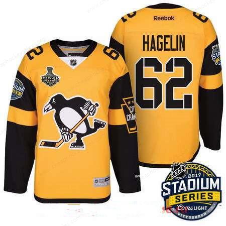 Men’s Pittsburgh Penguins #62 Carl Hagelin Yellow Stadium Series 2017 Stanley Cup Finals Patch Stitched NHL Reebok Hockey Jersey