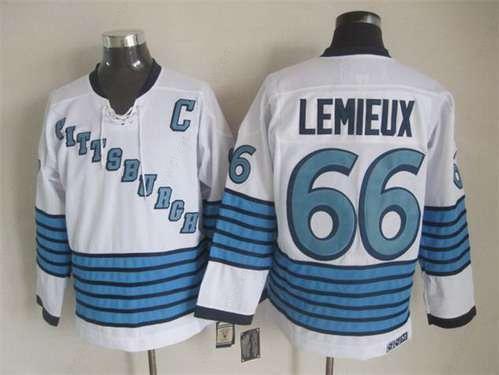 Men’s Pittsburgh Penguins #66 Mario Lemieux 1967-68 White CCM Vintage Throwback Jersey