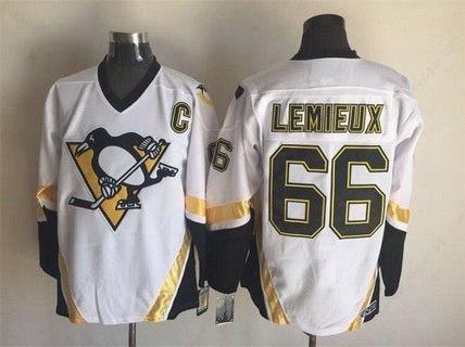 Men’s Pittsburgh Penguins #66 Mario Lemieux 2002-03 White CCM Vintage Throwback Jersey