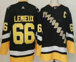 Men’s Pittsburgh Penguins #66 Mario Lemieux Black Alternate Authentic Jersey