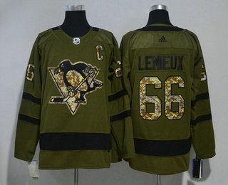 Men’s Pittsburgh Penguins #66 Mario Lemieux Green Salute To Service 2017-2018 Hockey Stitched NHL Jersey