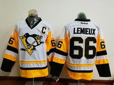 Men’s Pittsburgh Penguins #66 Mario Lemieux White 2016-17 Home Stitched NHL Throwback Hockey Jersey