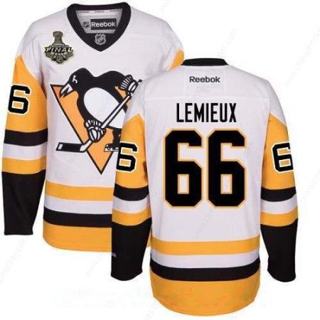 Men’s Pittsburgh Penguins #66 Mario Lemieux White Third 2017 Stanley Cup Finals Patch Stitched NHL Reebok Hockey Jersey