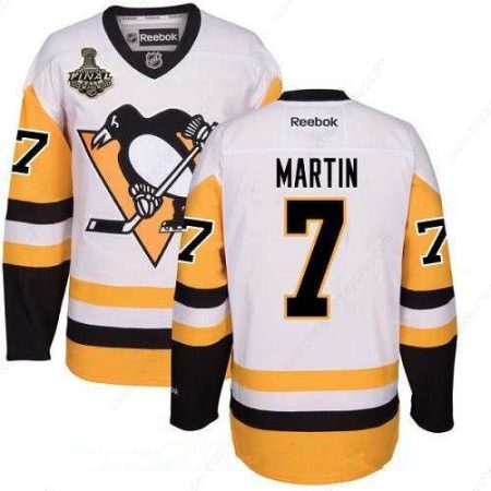 Men’s Pittsburgh Penguins #7 Paul Martin White Third 2017 Stanley Cup Finals Patch Stitched NHL Reebok Hockey Jersey