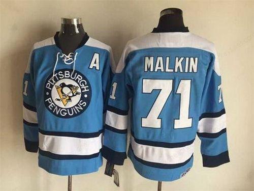 Men’s Pittsburgh Penguins #71 Evgeni Malkin 1960 Light Blue CCM Vintage Throwback Hockey Jersey