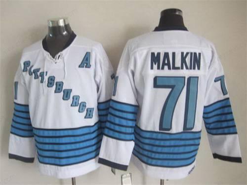 Men’s Pittsburgh Penguins #71 Evgeni Malkin 1967-68 White CCM Vintage Throwback Jersey