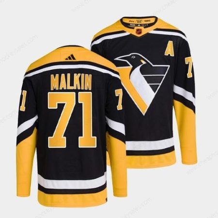 Men’s Pittsburgh Penguins #71 Evgeni Malkin Black 2022-23 Reverse Retro Stitched Jersey