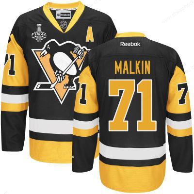 Men’s Pittsburgh Penguins #71 Evgeni Malkin Black Third 2017 Stanley Cup NHL Finals A Patch Jersey