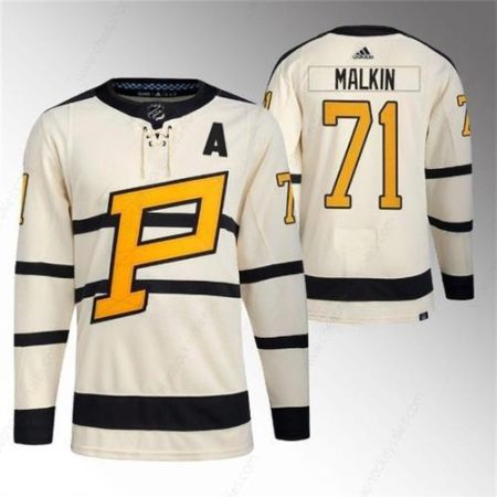 Men’s Pittsburgh Penguins #71 Evgeni Malkin Cream 2023 Winter Classic Stitched Jersey