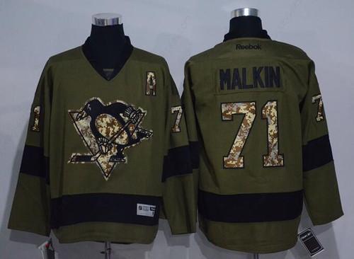 Men’s Pittsburgh Penguins #71 Evgeni Malkin Green Salute To Service Stitched NHL Reebok Hockey Jersey