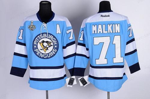 Men’s Pittsburgh Penguins #71 Evgeni Malkin Light Blue 2017 Stanley Cup NHL Finals A Patch Jersey