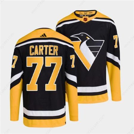 Men’s Pittsburgh Penguins #77 Jeff Carter Black 2022 Reverse Retro Stitched Jersey