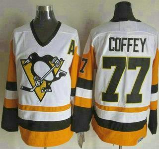 Men’s Pittsburgh Penguins #77 Paul Coffey 1988-89 White CCM Vintage Throwback Jersey