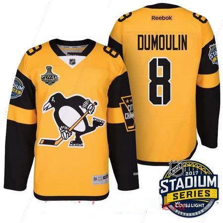 Men’s Pittsburgh Penguins #8 Brian Dumoulin Yellow Stadium Series 2017 Stanley Cup Finals Patch Stitched NHL Reebok Hockey Jersey