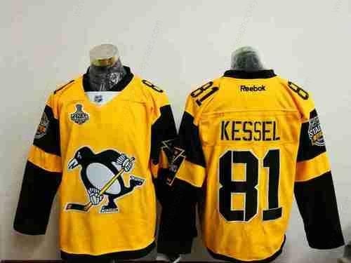 Men’s Pittsburgh Penguins #81 Phil Kessel Yellow Stadium Series 2017 Stanley Cup Finals Patch Stitched NHL Reebok Hockey Jersey