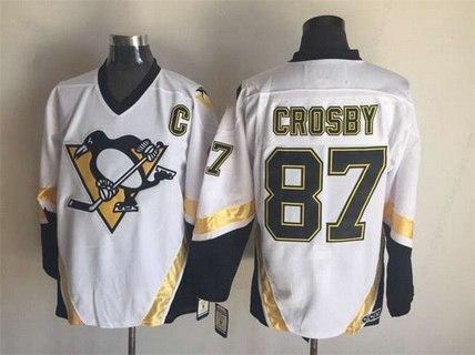 Men’s Pittsburgh Penguins #87 Sidney Crosby 2002-03 White CCM Vintage Throwback Jersey