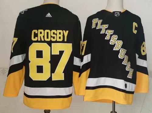 Men’s Pittsburgh Penguins #87 Sidney Crosby Black 2021-2022 Stitched Jersey