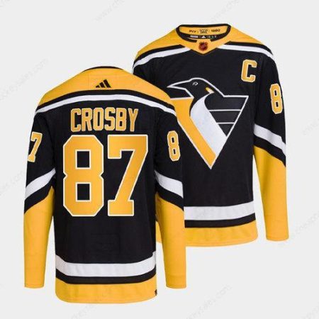 Men’s Pittsburgh Penguins #87 Sidney Crosby Black 2022-23 Reverse Retro Stitched Jersey