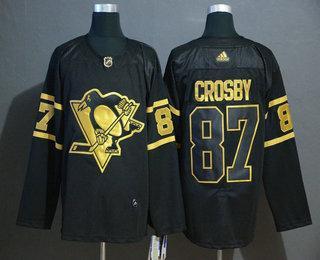 Men’s Pittsburgh Penguins #87 Sidney Crosby Black Golden Adidas Stitched NHL Jersey