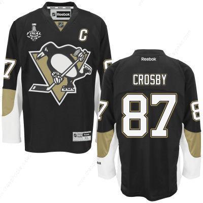 Men’s Pittsburgh Penguins #87 Sidney Crosby Black Team Color 2017 Stanley Cup NHL Finals C Patch Jersey