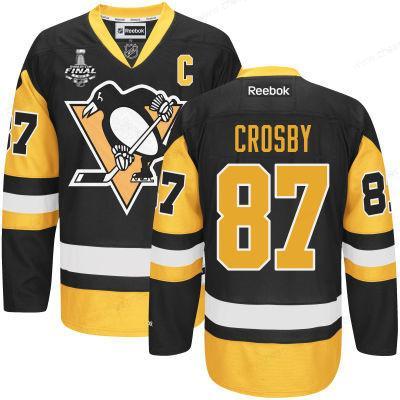 Men’s Pittsburgh Penguins #87 Sidney Crosby Black Third 2017 Stanley Cup NHL Finals C Patch Jersey