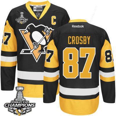 Men’s Pittsburgh Penguins #87 Sidney Crosby Black Third C Patch Jersey 2017 Stanley Cup Champions Patch