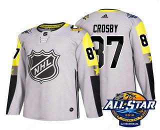 Men’s Pittsburgh Penguins #87 Sidney Crosby Grey 2018 NHL All-Star Stitched Ice Hockey Jersey