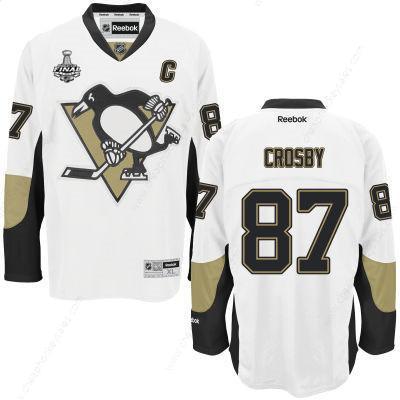 Men’s Pittsburgh Penguins #87 Sidney Crosby White Road 2017 Stanley Cup NHL Finals C Patch Jersey