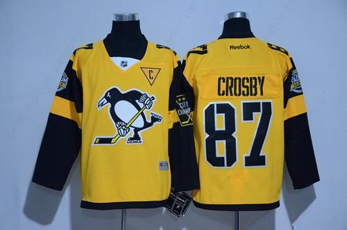 Men’s Pittsburgh Penguins #87 Sidney Crosby Yellow 2017 Stadium Series Stitched NHL Reebok Hockey Jersey