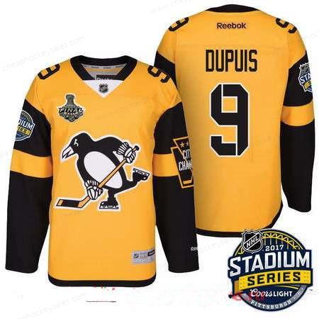 Men’s Pittsburgh Penguins #9 Pascal Dupuis Yellow Stadium Series 2017 Stanley Cup Finals Patch Stitched NHL Reebok Hockey Jersey