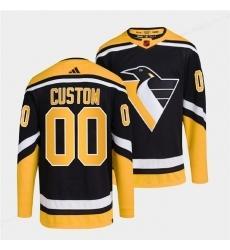 Men’s Pittsburgh Penguins Custom Black 2022 Reverse Retro Stitched Jersey