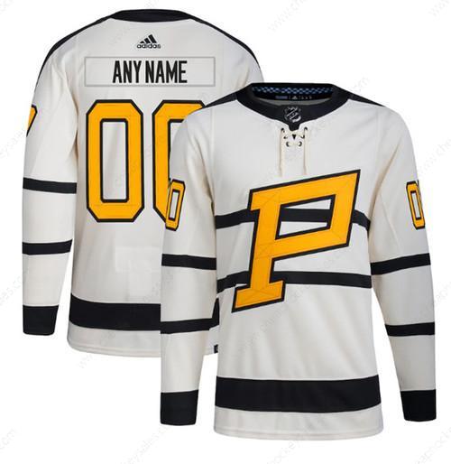 Men’s Pittsburgh Penguins Custom Cream 2023 Winter Classic Stitched Jersey