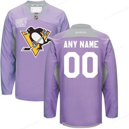 Men’s Pittsburgh Penguins Purple Pink Custom Reebok Hockey Fights Cancer Practice Jersey