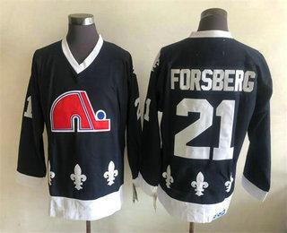 Men’s Quebec Nordiques #21 Peter Forsberg White CCM Throwback Stitched NHL Jersey