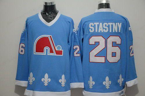 Men’s Quebec Nordiques #26 Peter Stastny Light Blue CCM Vintage Throwback Jersey