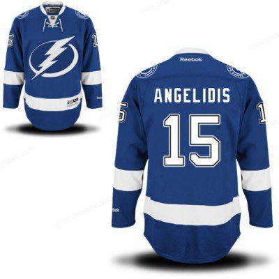 Men’s Reebok Tampa Bay Lightning #15 Mike Angelidis Premier Royal Blue Home NHL Jersey