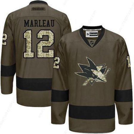 Men’s San Jose Sharks #12 Patrick Marleau Reebok Green Camo Player Jersey