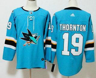 Men’s San Jose Sharks #19 Joe Thornton Teal Blue 2017-2018 Hockey Stitched NHL Jersey