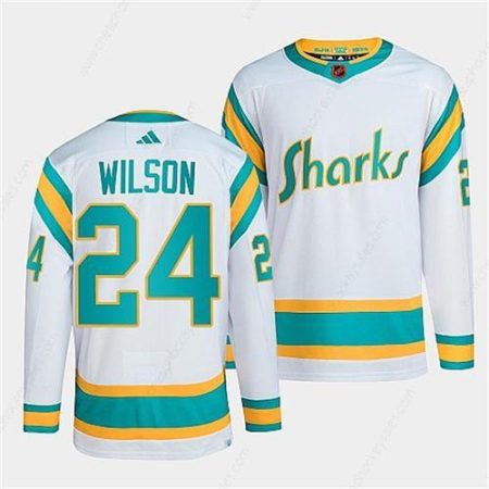 Men’s San Jose Sharks #24 Doug Wilson White 2022 Reverse Retro Stitched Jersey