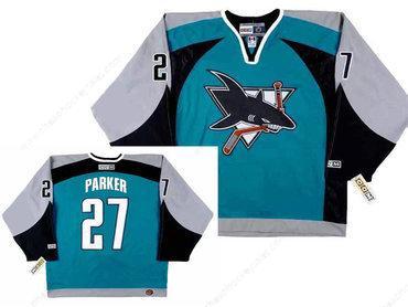 Men’s San Jose Sharks #27 Scott Parker 2003 CCM Throwback NHL Home Hockey Jersey