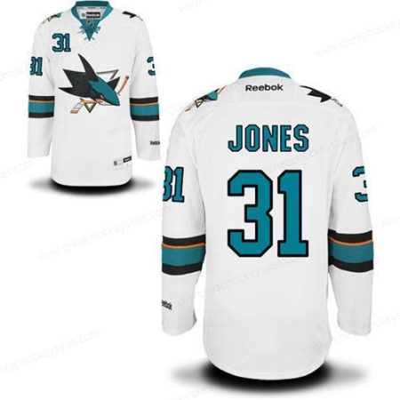 Men’s San Jose Sharks #31 Martin Jones White Premier Away Jersey