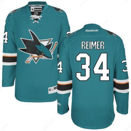 Men’s San Jose Sharks #34 James Reimer Teal Blue Home Hockey Jersey