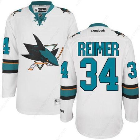 Men’s San Jose Sharks #34 James Reimer White Away Hockey Jersey