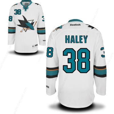 Men’s San Jose Sharks #38 Micheal Haley White Away Hockey Jersey