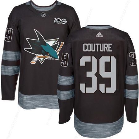 Men’s San Jose Sharks #39 Logan Couture Black 100Th Anniversary Stitched NHL 2017 Adidas Hockey Jersey