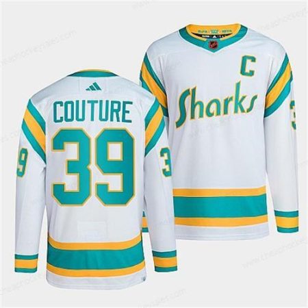 Men’s San Jose Sharks #39 Logan Couture White 2022 Reverse Retro Stitched Jersey