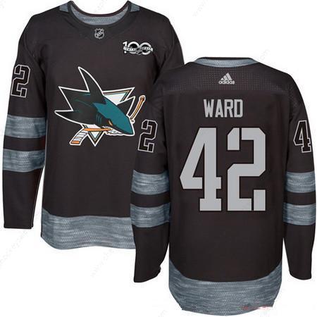 Men’s San Jose Sharks #42 Joel Ward Black 100Th Anniversary Stitched NHL 2017 Adidas Hockey Jersey