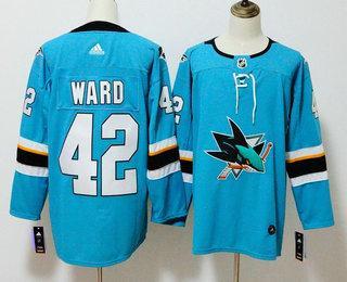 Men’s San Jose Sharks #42 Joel Ward Teal Blue 2017-2018 Hockey Stitched NHL Jersey